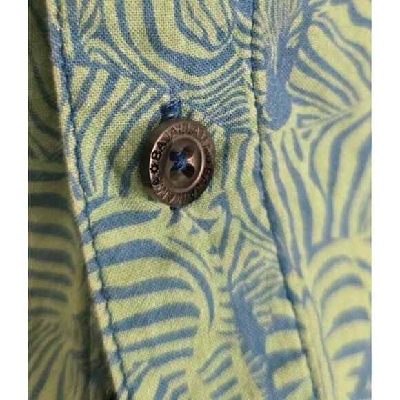 Baja Llama Shirt Men's Size M To Many Lines Turquoise Zebra 7-Seas Button Up - Picture 4 of 9